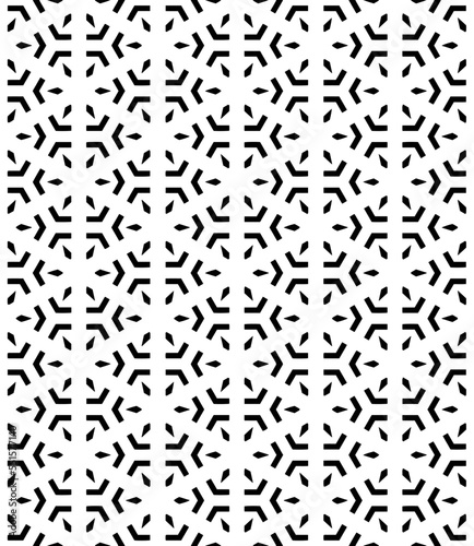 Black and white seamless abstract pattern. Background and backdrop. Grayscale ornamental design. Mosaic ornaments. Vector graphic illustration. EPS10.