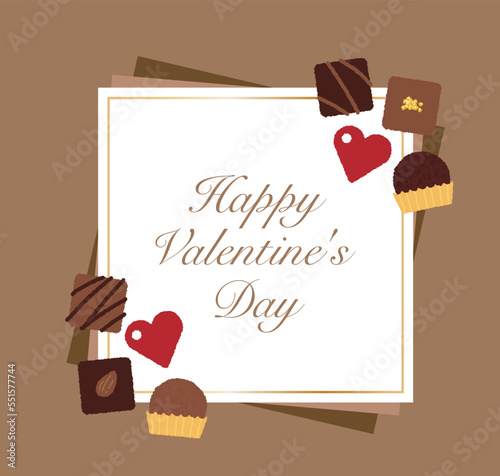 Valentine's Day material. various kinds of chocolate. Frame design.