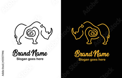 Rhinoceros Line Art Logo Design
