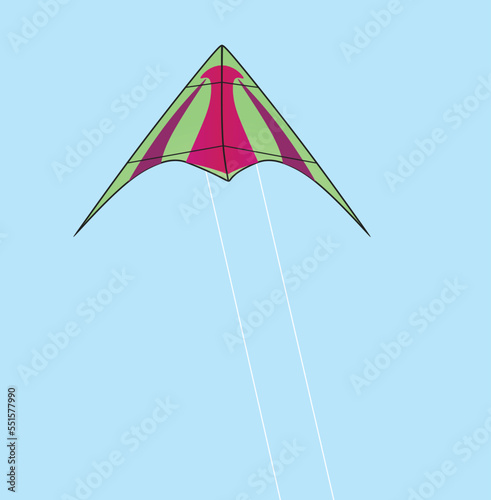 Red and green kite. vector illustration