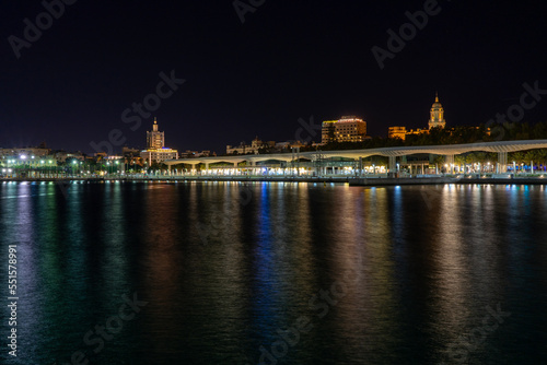 Night view of port in Malaga, Spain on November 24, 2022 © Vitali