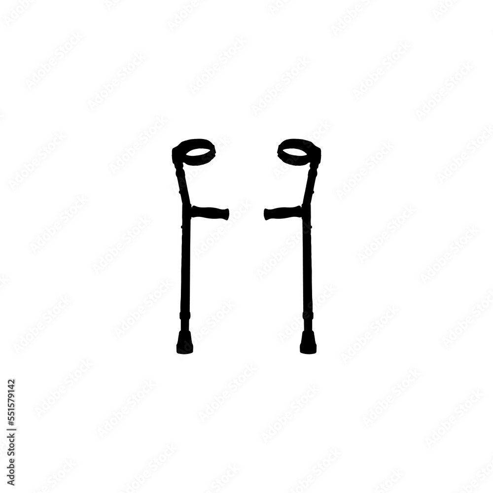Crutches icon. Simple style support for the disabled poster background symbol. Crutches brand logo design element. Crutches t-shirt printing. vector for sticker. Crutches icon. Simple style support for the disabled poster background symbol. Crutches brand logo design element. Crutches t-shirt printing. vector for sticker.