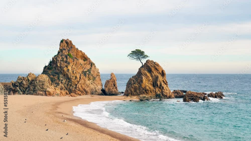 Costa Brava, island, rock and beach Costa Brava, island, rock and beach