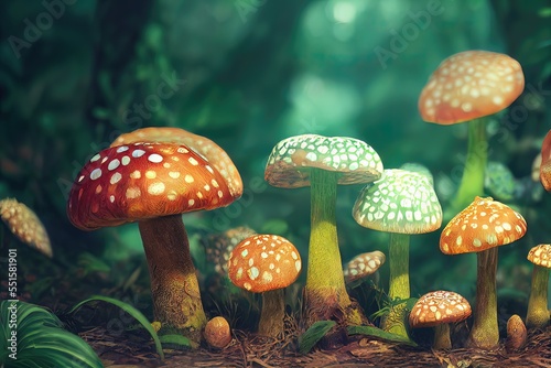 Colorful mushrooms in the forest © CREATIVE STOCK
