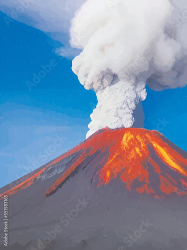 volcano eruption with smoke