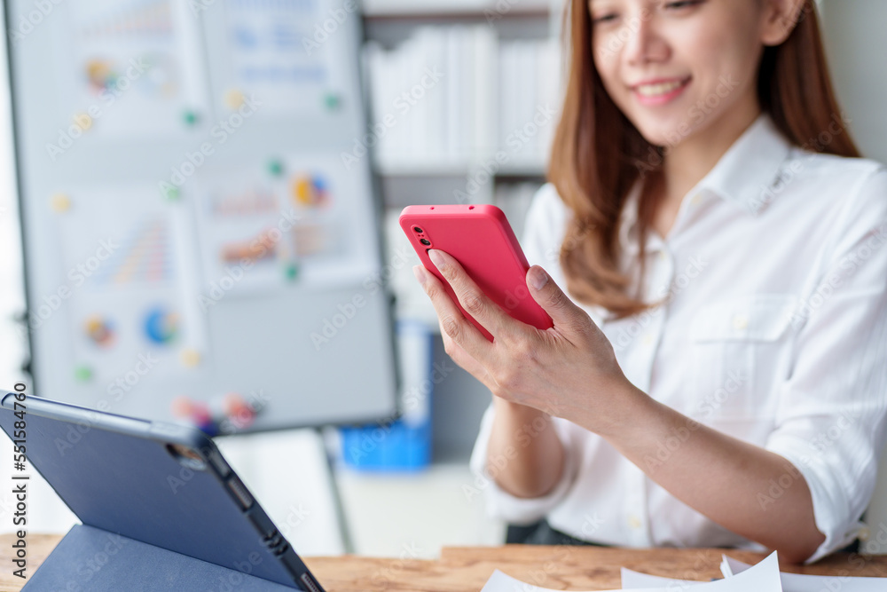 Woman using smartphone play social media application and conduct mobile banking. Woman using smartphone play social media application and conduct mobile banking.