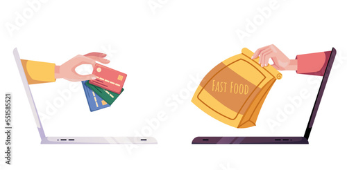 Fast food delivery order online payment concept vector design graphic illustration element