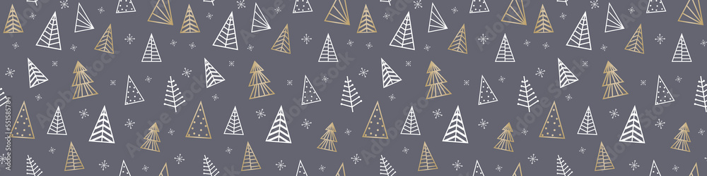 Minimalist Christmas background. Design of a seamless pattern. Banner. Vector