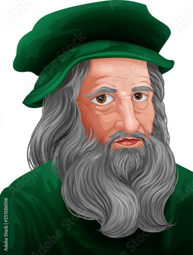 Leonardo Da Vinci Portrait Illustration photo