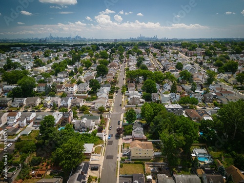 Obraz na plátně Aerial view of the city of North Arlington,the borough in Bergen County in New J