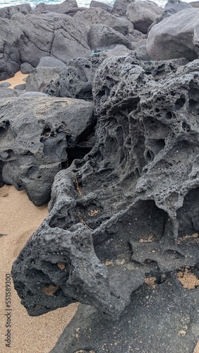 Eroded rock on a beach