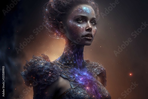 Queen of Stars. Generative AI, non-existent person. 