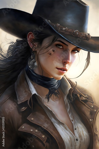 Cowgirl portrait created with AI