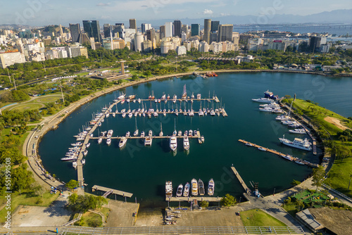 Aerial View of Marina da Gloria With Private Ships and Boats in Rio de Janeiro City