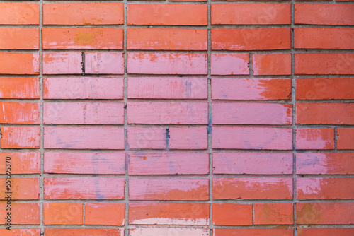 Red brick wall texture with smooth stone blocks. High-quality texture. photo