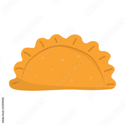 hand drawn empanada or fried pie snack illustration. Typical Latino America and spanish fast food. Empanada in cartoon style