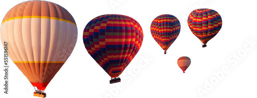 Set Hot air ballons on white isolated background