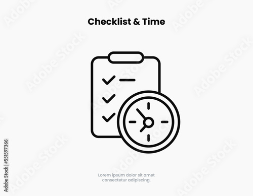 Checklist icon. Tasks and time. Clipboard icon. Task done. Signed approved document icon. Project completed. Answer on questions icon for UI UX website mobile app