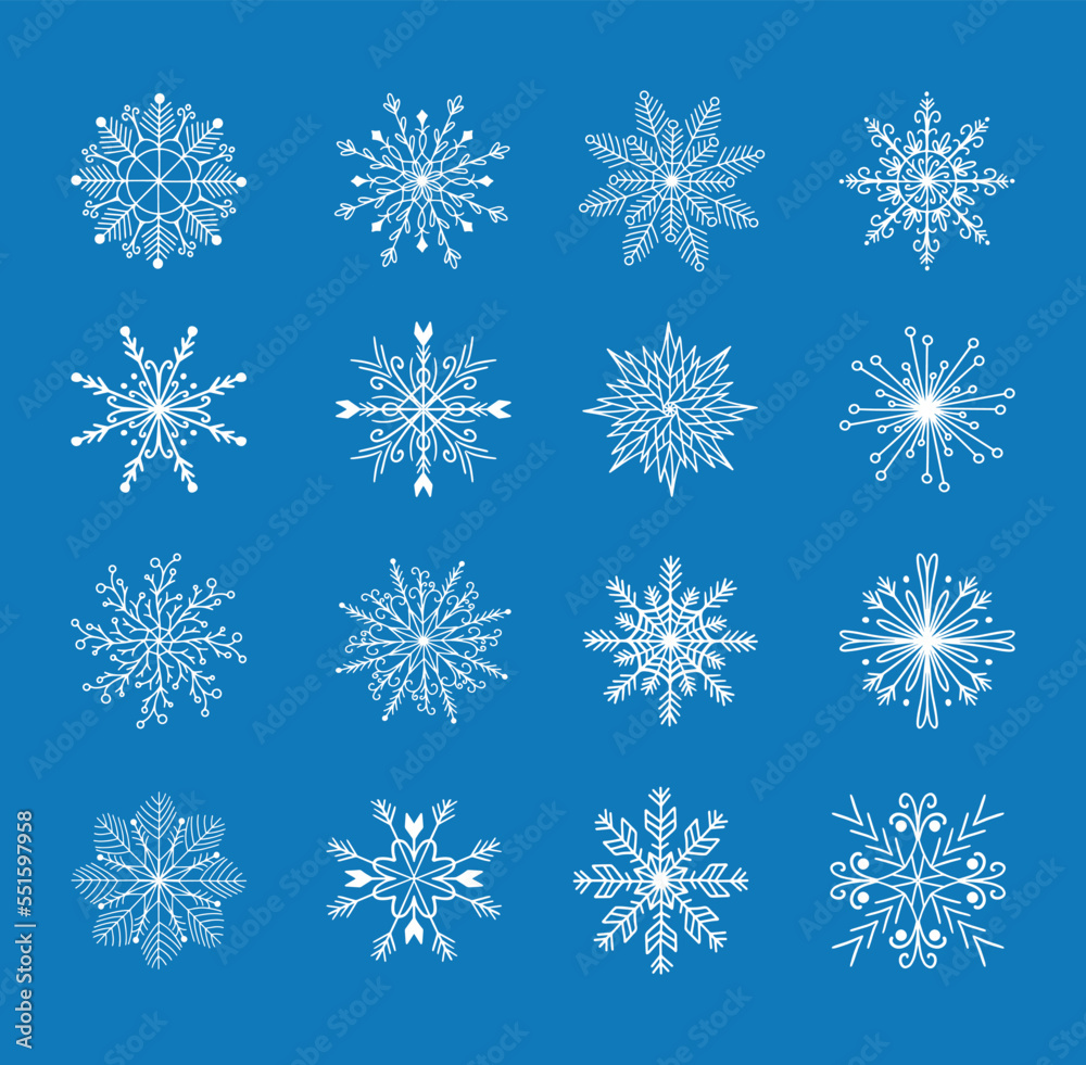 Set of decorative snowflakes. Snowflakes icon. Vector illustration. Set of decorative snowflakes. Snowflakes icon. Vector illustration.