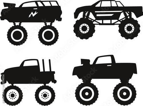 Monster Car Collections isolated vector Silhouette