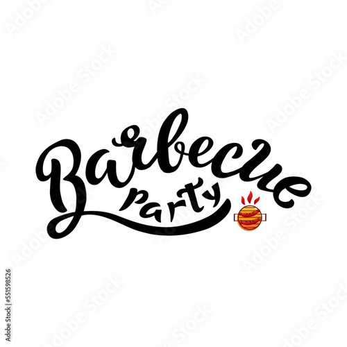 Handdrawn vector illustration with black lettering on textured background Barbecue Party for invitation, celebration, social media content, advertising, decor, poster, print, website, banner, template