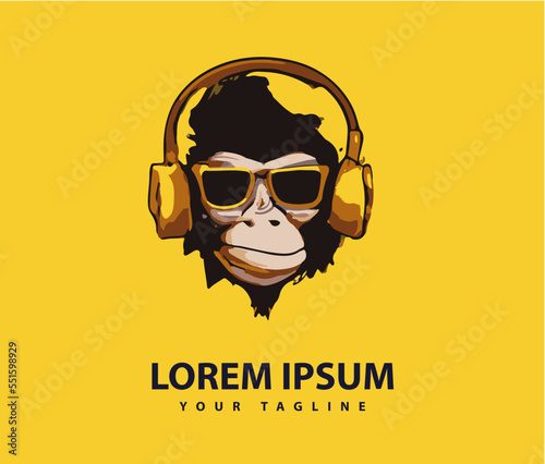 Canvas Print Awesome cool monkey logo design. Vector illustration.