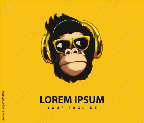 Awesome cool monkey logo design. Vector illustration.