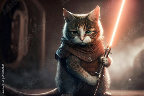 Cat with a light sword-generated AI