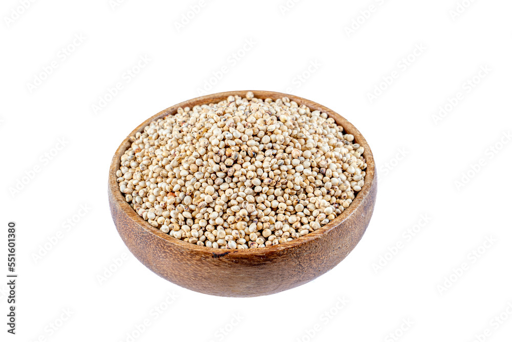 Top view of Sorghum grains in round bowl on white background,Healthy food sorghum for diet Top view of Sorghum grains in round bowl on white background,Healthy food sorghum for diet
