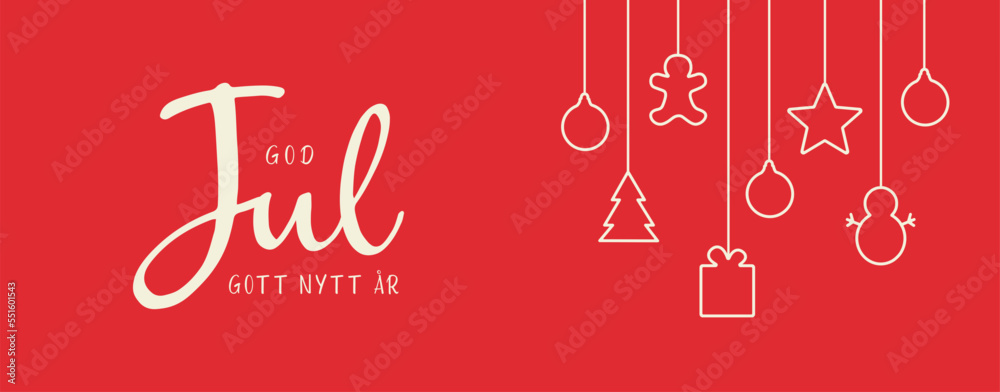 Swedish text God Jul och Gott Nytt År. Merry Christmas and Happy New Year. Vector illustration