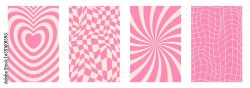 Groovy hippie 70s posters.. Vector cards in trendy retro psychedelic  style. Vector backgrounds.  Y2k aesthetic.