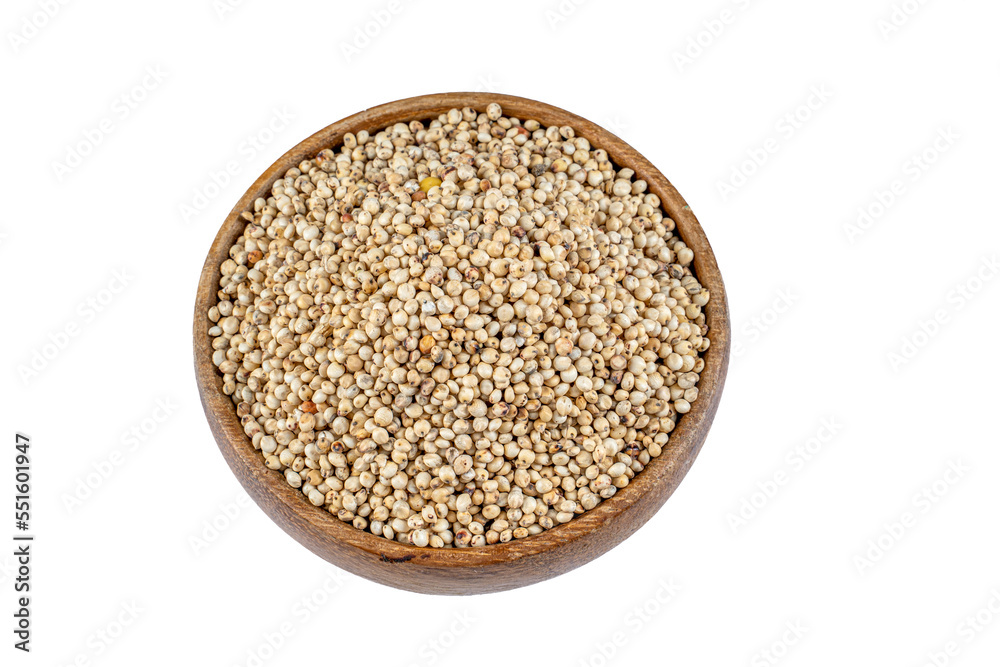 Top view of Sorghum grains in round bowl on white background,Healthy food sorghum for diet Top view of Sorghum grains in round bowl on white background,Healthy food sorghum for diet
