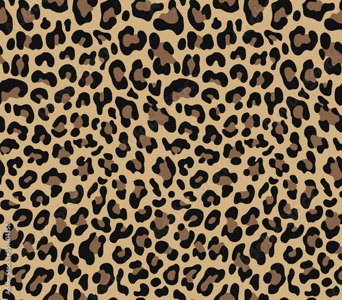 Leopard texture seamless animal print, wild cat pattern, vector background.