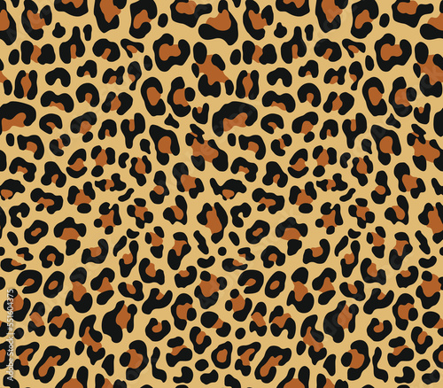  Animal pattern leopard, trendy print yellow background black spots, vector illustration