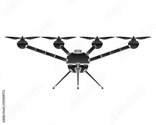 Quadcopter in outline style. Drone with camera.