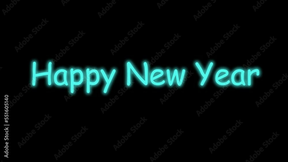 Happy New Year phrase neon outline. Modern luminous text, light. Isolated word on black background, lettering new Happy New Year phrase neon outline. Modern luminous text, light. Isolated word on black background, lettering new