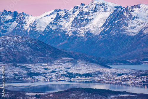 snow covered mountains in winter