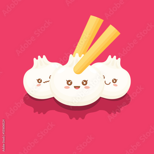 Dim Sum China Food. Design with cute cartoon.