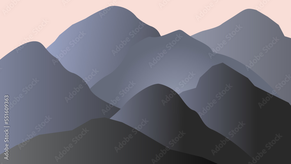 grey graphic mountains landscape illustration