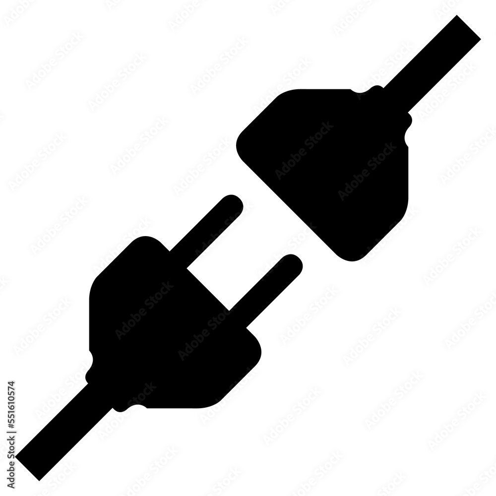 Fototapeta premium Icono aislado de enchufe eléctrico con cable. Concepto de conexión y desconexión