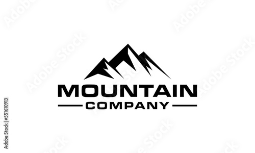 Mountain Landscape Silhouette for Outdoor Travel Adventure logo design.