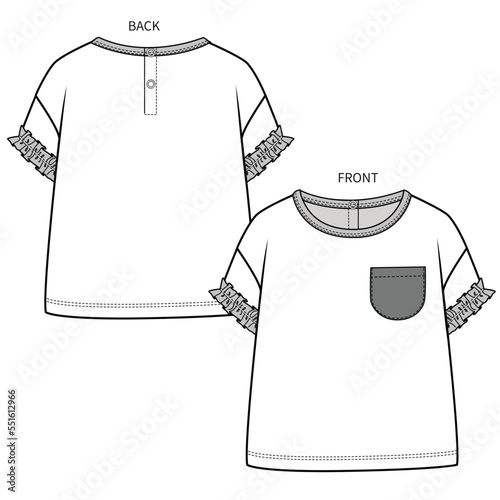 KNIT TOP WITH CONTRAST POCKET DETAIL FOR TODDLER GIRL AND BABY GIRL SET IN EDITABLE VECTOR