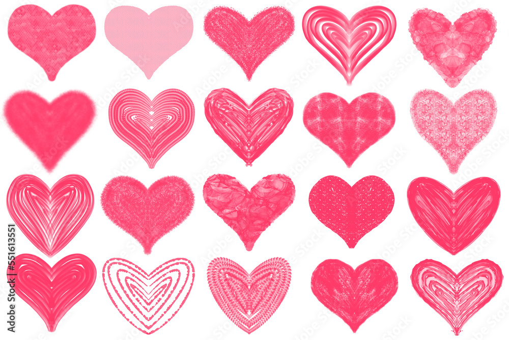 Set of pink Watercolor hearts Set of pink Watercolor hearts
