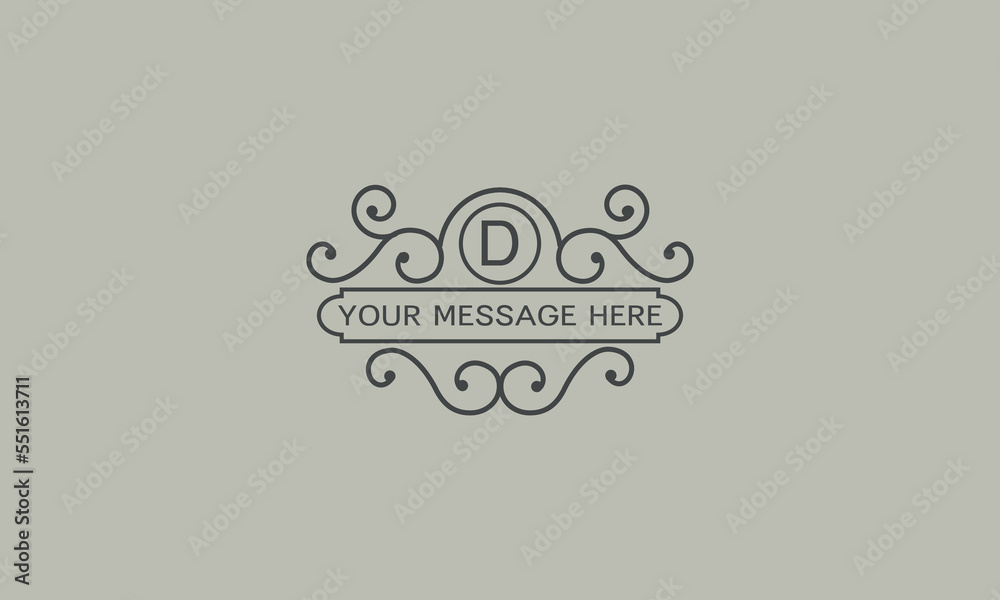 Creative logo design template and initial D. Vector illustration, elegant monogram with place for text Creative logo design template and initial D. Vector illustration, elegant monogram with place for text