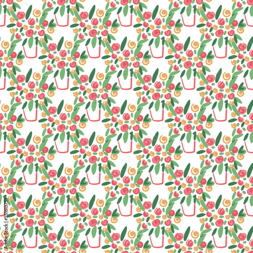 Seamless floral vector background. Ornamental decorative pattern. 