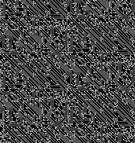 Seamless vector pattern made of PCB, printed circuit board, wires