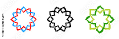 Floral Flower Decorative Ornament Knot Pattern Vector Illustration Set