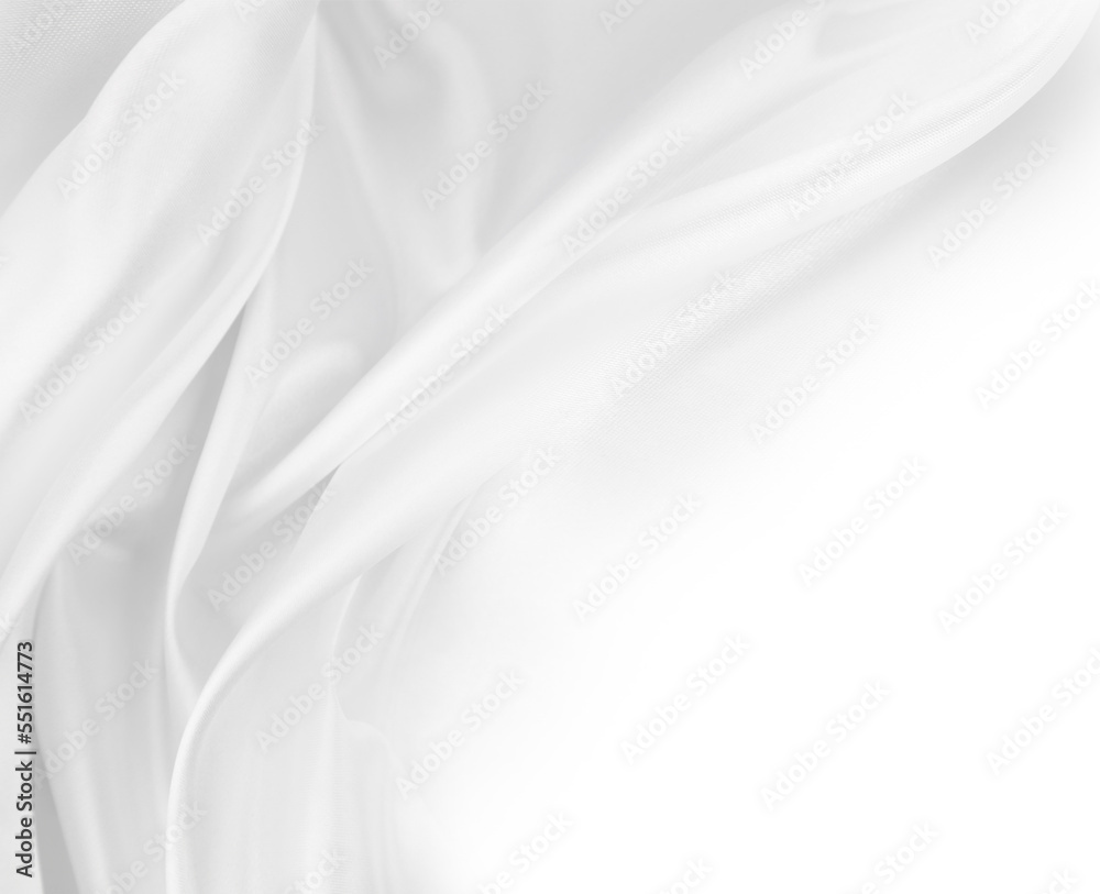 Rippled white silk fabric texture background. Copy space
