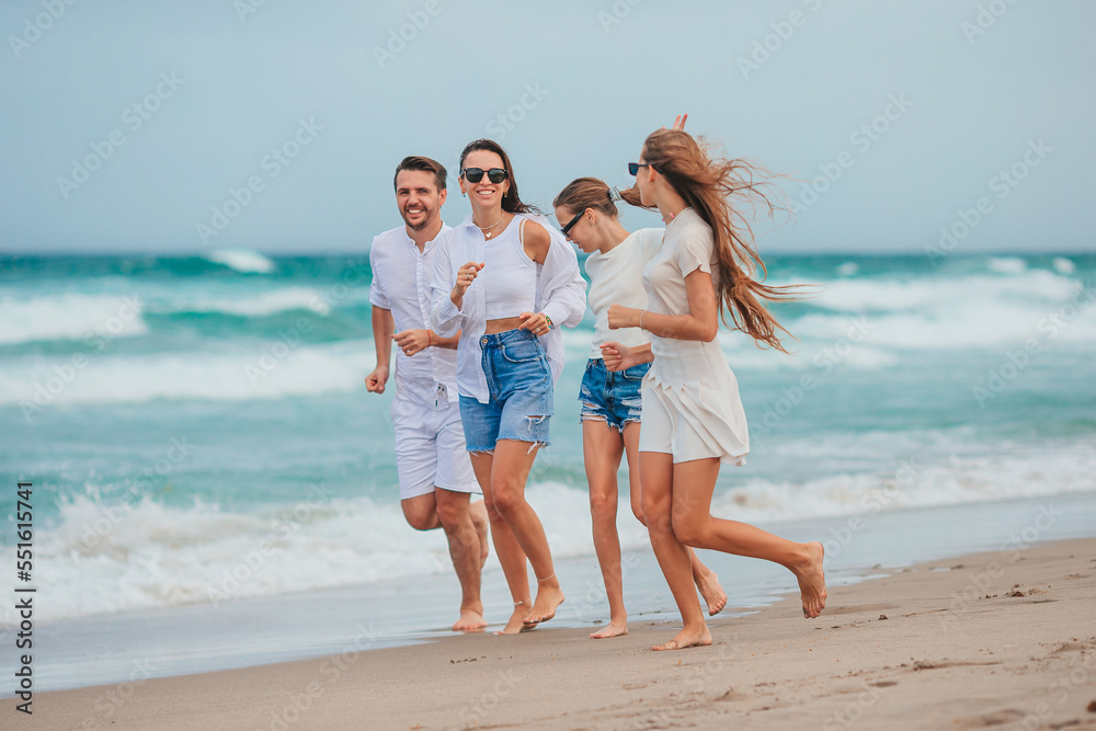 Young family on vacation have a lot of fun