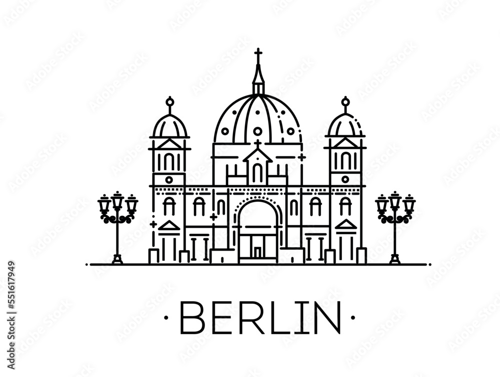 Berlin Cathedral. German Berliner Dom. Vector illustration